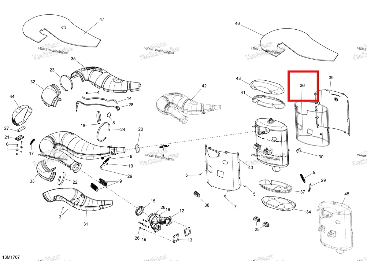 Деталь 514055091 (Деталь Wool) на схеме узла 2017 Ski-Doo MXZ 600 RS Exhaust System