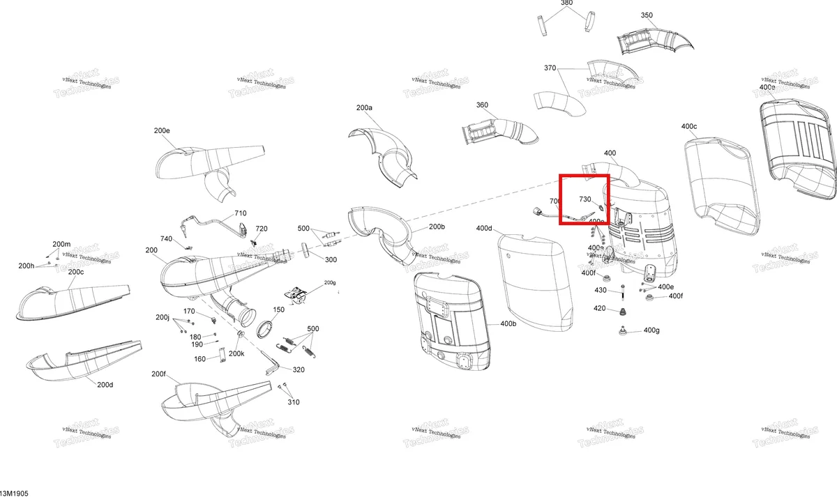 Деталь 514055100 (Замок) на схеме узла 2019 Ski-Doo SUMMIT 600R E-TEC Exhaust