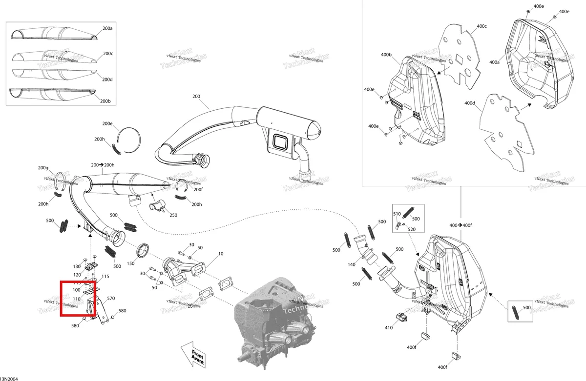 Деталь 514055270 (Суппорт) на схеме узла 2020 Ski-Doo SKANDIC WT 550F Engine - Exhaust