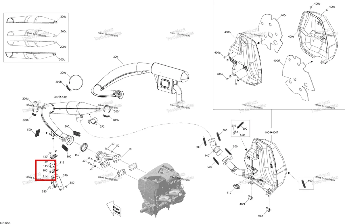 Деталь 514055275 (Опорная Плита) на схеме узла 2020 Ski-Doo SKANDIC WT 550F Engine - Exhaust