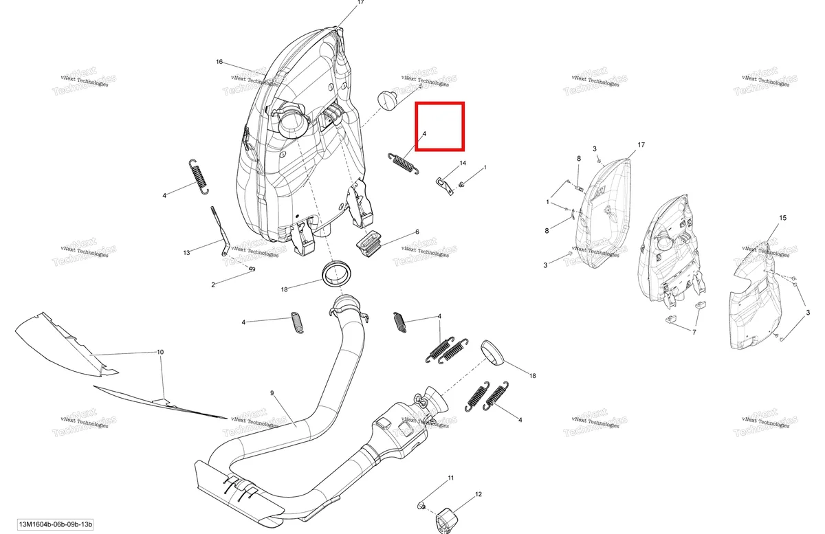 Деталь 514055324 (Деталь Muffler Ass'y. Includes 3 To 11) на схеме узла 2016 Ski-Doo GRAND TOURING - 4-STROKE Exhaust System - 900 Ace