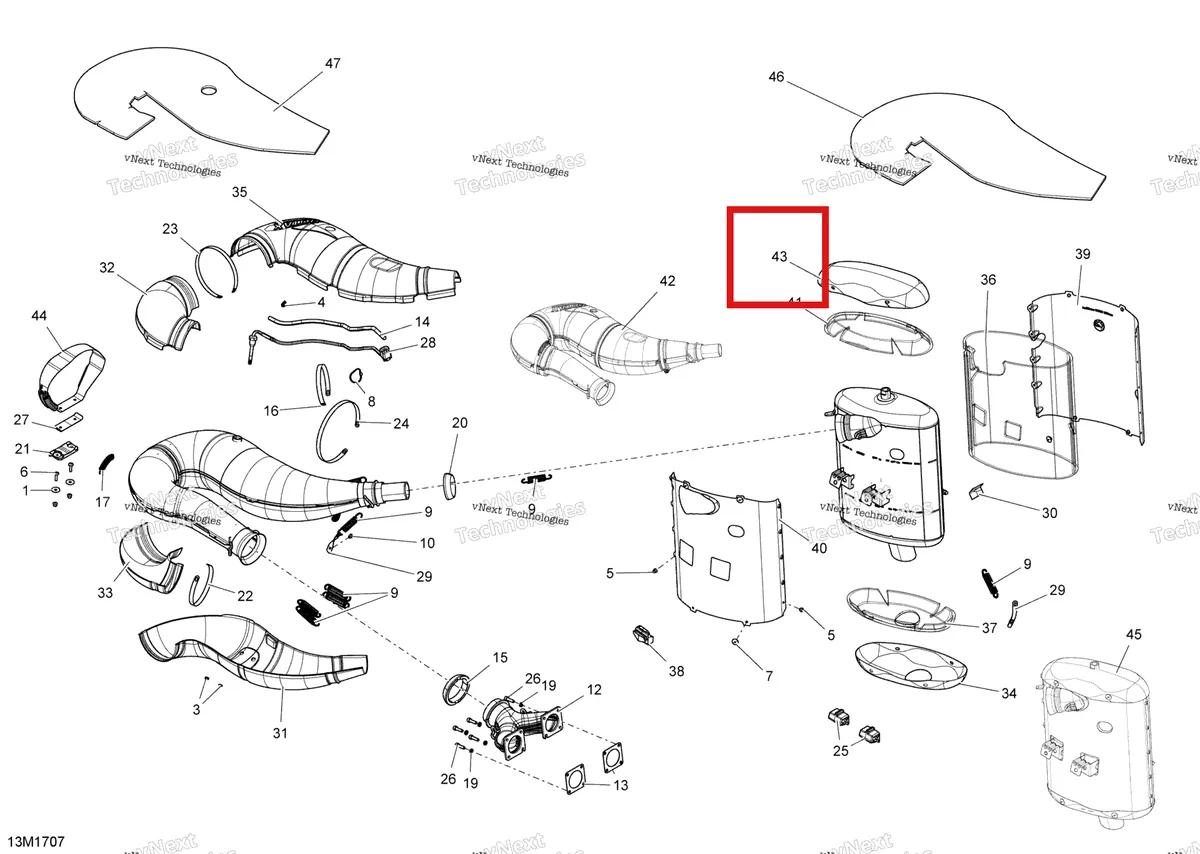 Деталь 514055332 (Деталь Top Cap) на схеме узла 2017 Ski-Doo MXZ 600 RS Exhaust System
