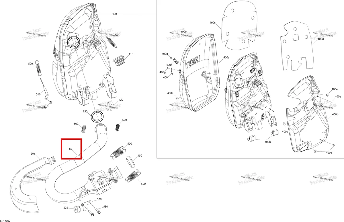Деталь 514055424 (Деталь Tube. Includes 1 To 1c) на схеме узла 2020 Ski-Doo SKANDIC WT 900 ACE Engine - Exhaust