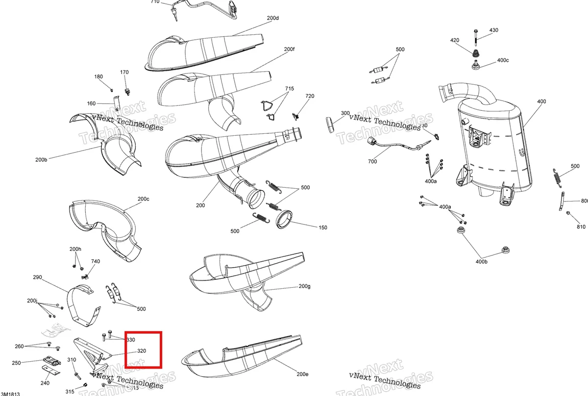 Деталь 514055595 на схеме узла 2018 Ski-Doo MXZ 600RS - Racing Exhaust Mxz Rs