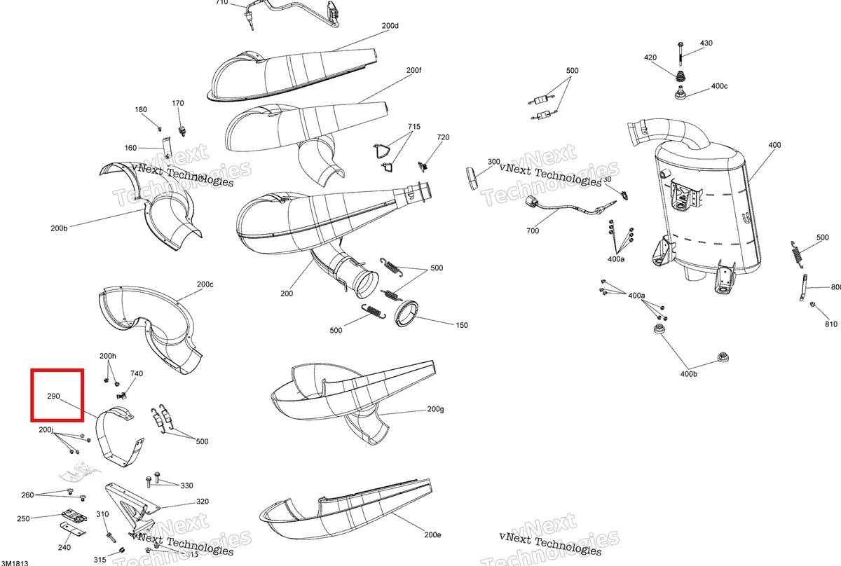 Деталь 514055631 на схеме узла 2018 Ski-Doo MXZ 600RS - Racing Exhaust Mxz Rs