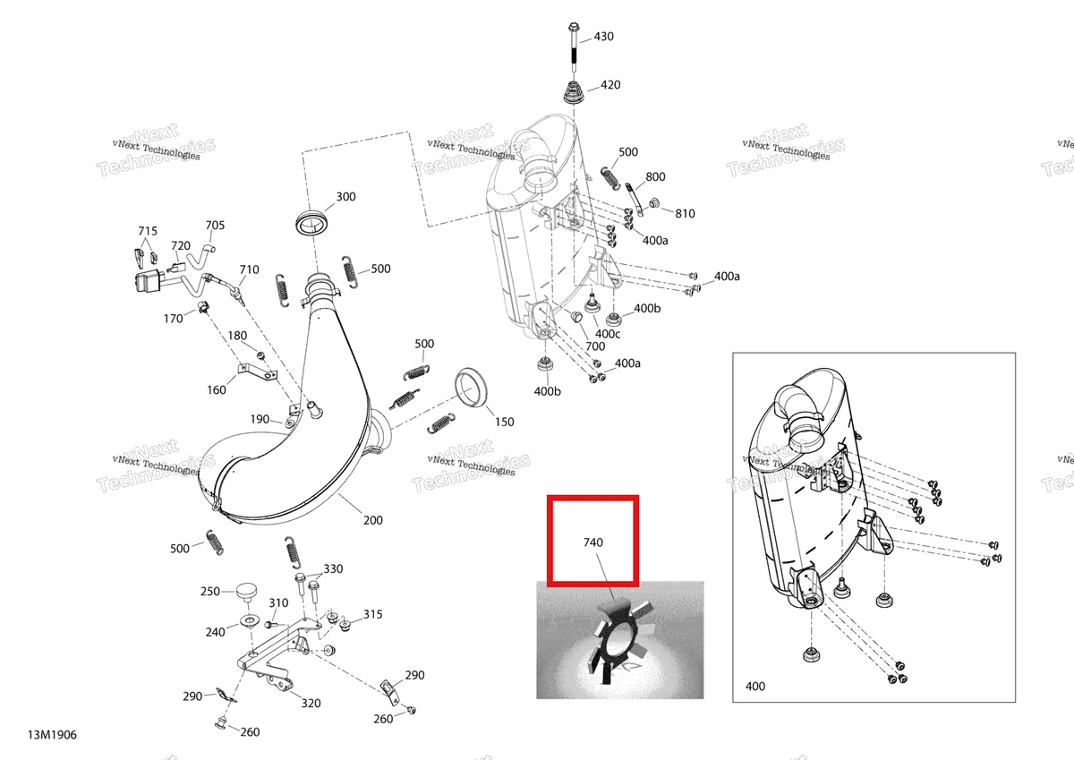 Деталь 514055704 на схеме узла 2019 Ski-Doo MXZ 600 RACING Exhaust - 600 Racing