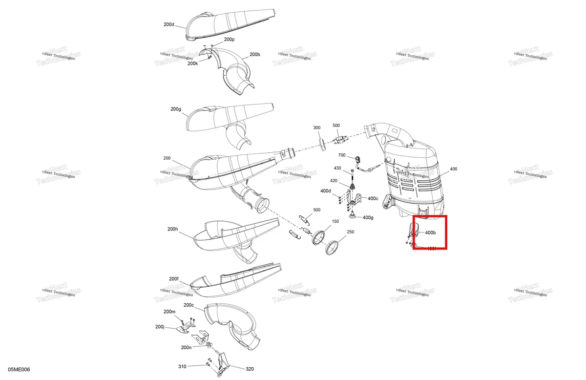 Деталь 514056054 на схеме узла 2025 Ski-Doo SUMMIT - 600 EFI - NEO + - TXSA - Deep Black - 146X15X1.75HF Track Engine - Exhaust
