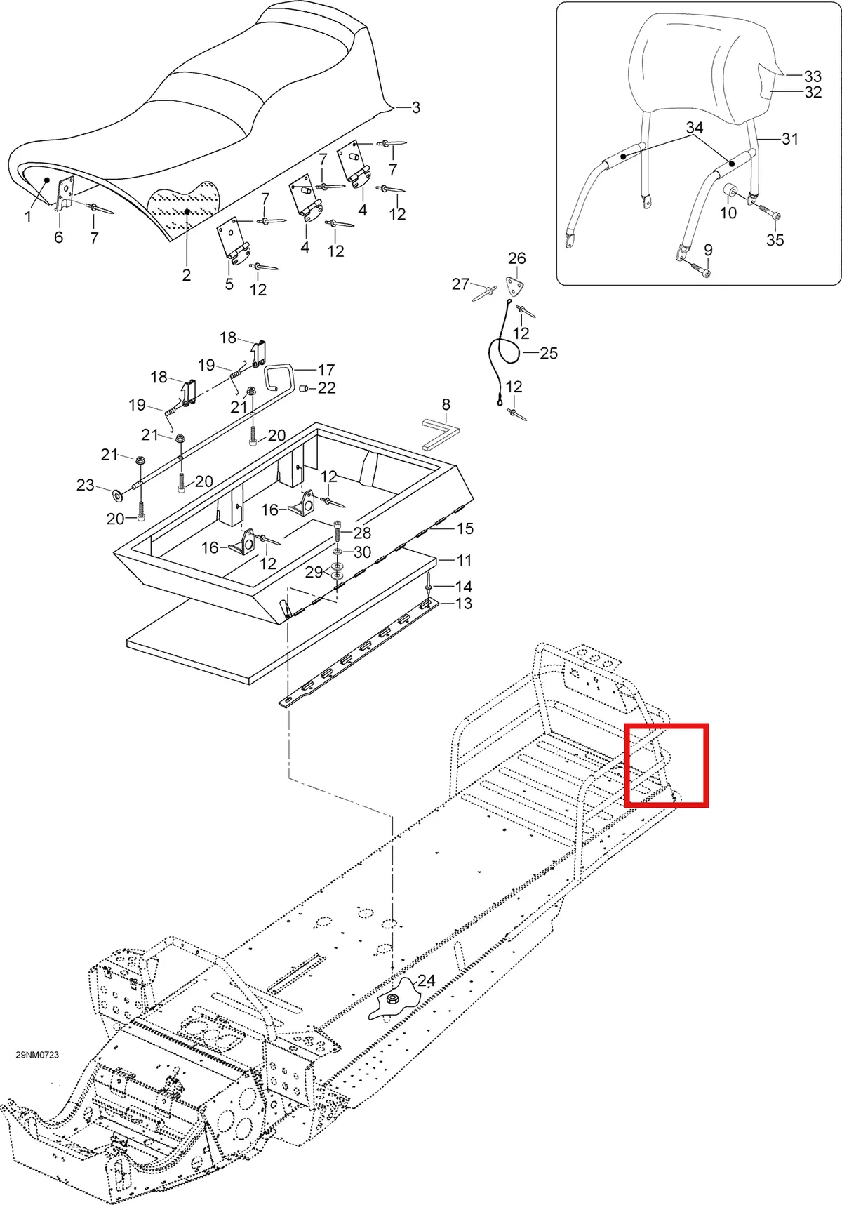 Деталь 5142066 (Деталь Seat Box) на схеме узла 09- Seat