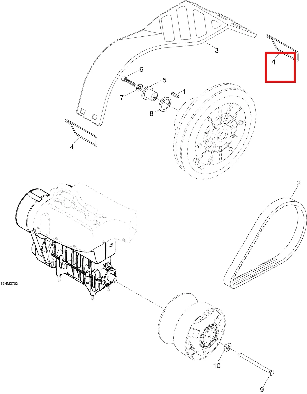Деталь 5142660 (Кожух Ремня) на схеме узла 05- Pulley System
