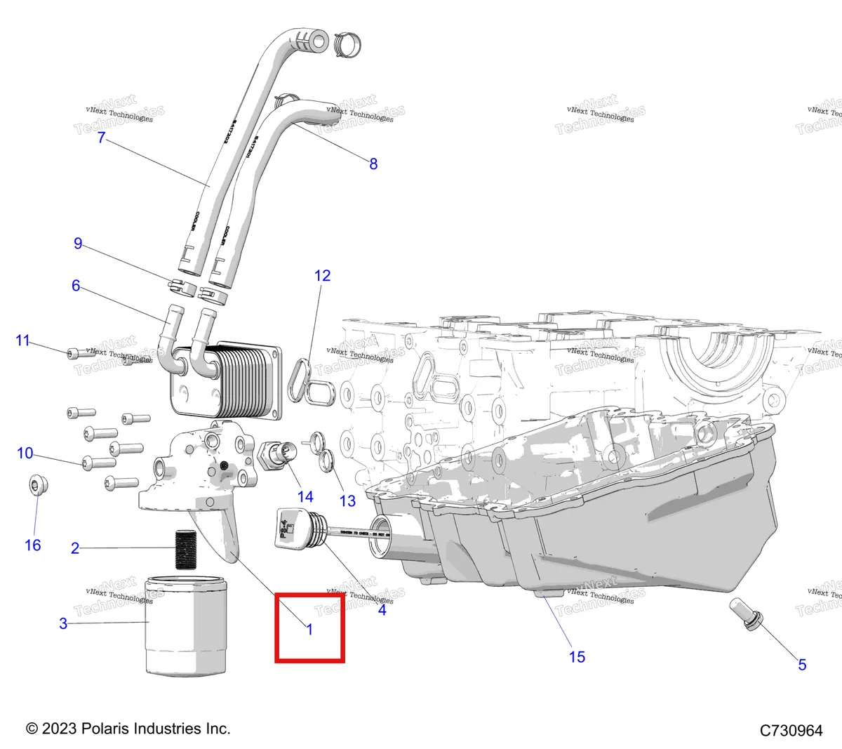 Деталь 5143359 (Шланг) на схеме узла Engine, Oil Cooler, Filter & Dipstick