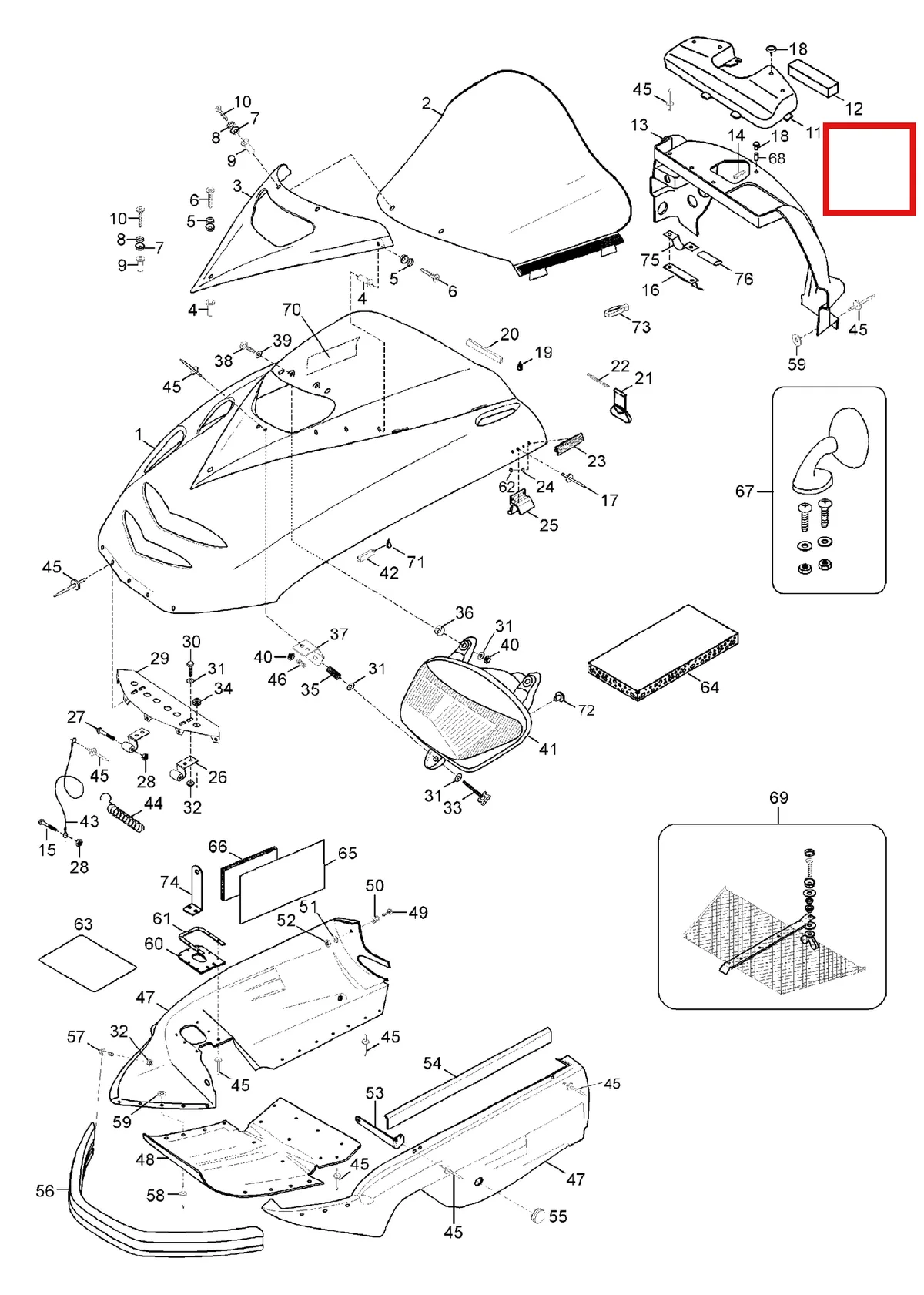 Деталь 5144793 (Деталь Rear Hood) на схеме узла 09- Hood