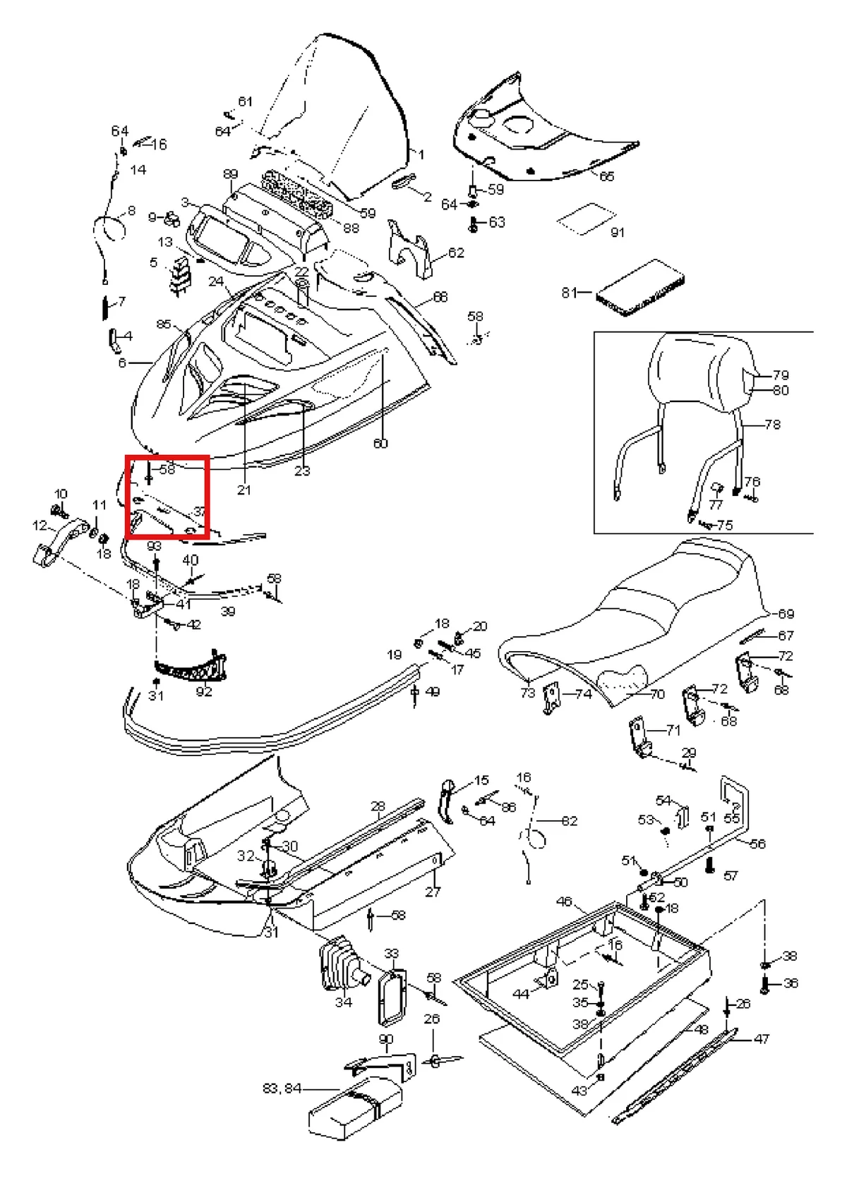 Деталь 5144994 (Деталь Rim-hood Pre Assy) на схеме узла 09- Hood