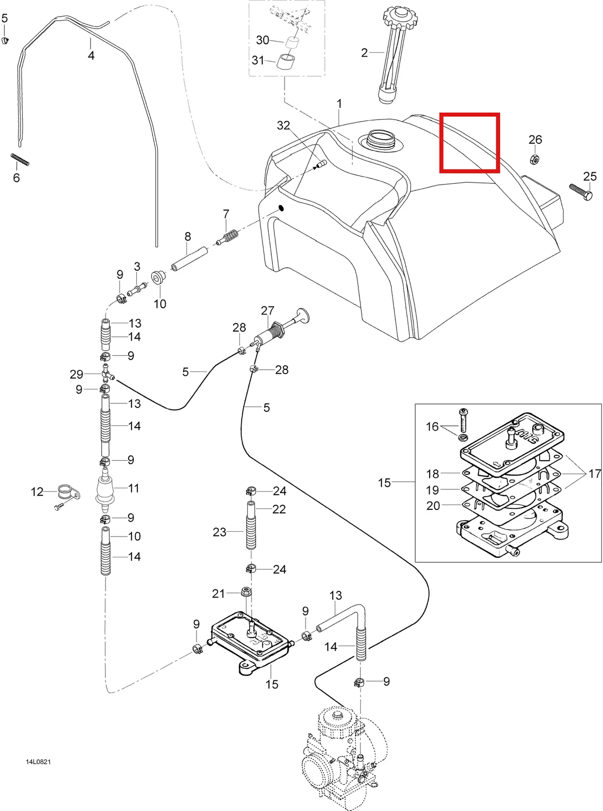 Деталь 5145048 (Топливный бак) на схеме узла 02- Fuel System