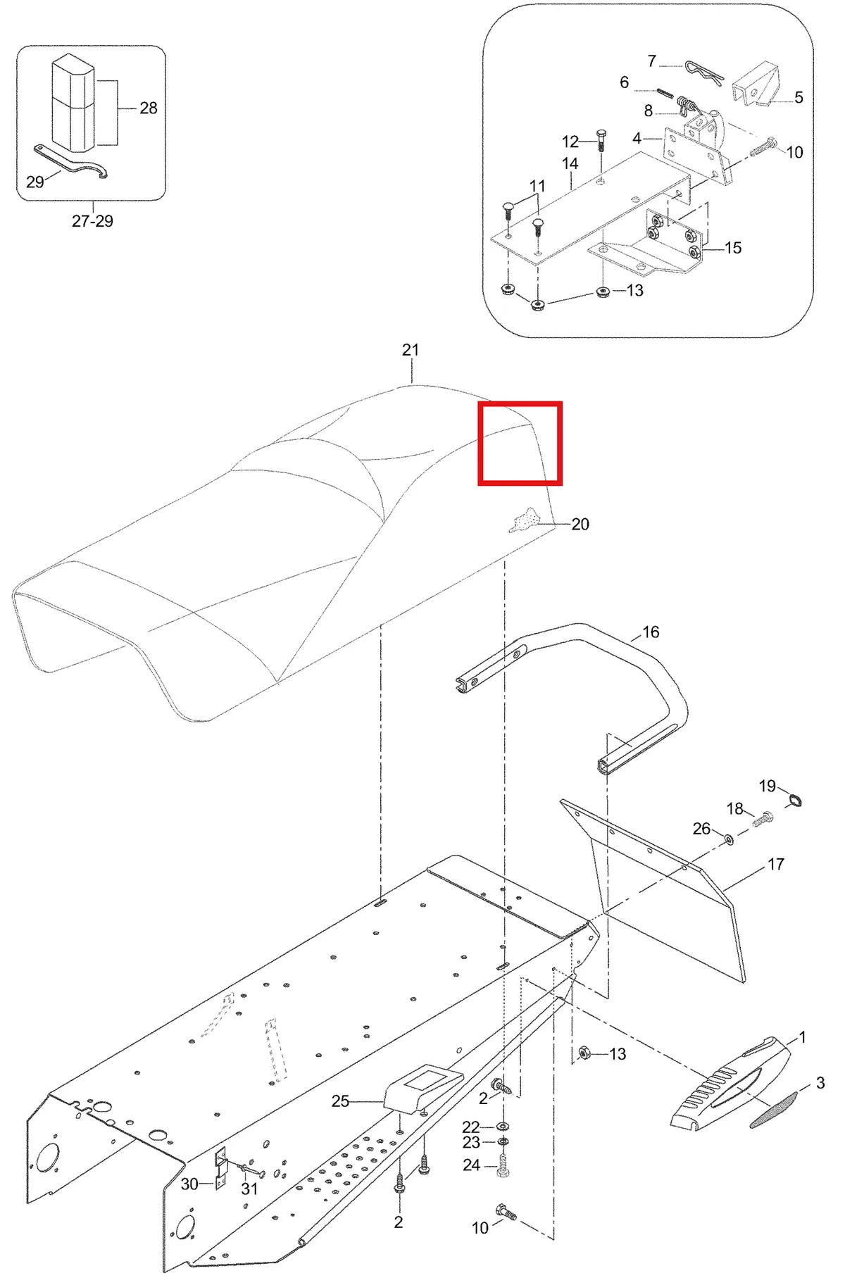 Деталь 5146605 (Деталь Seat Cover) на схеме узла 09- Body