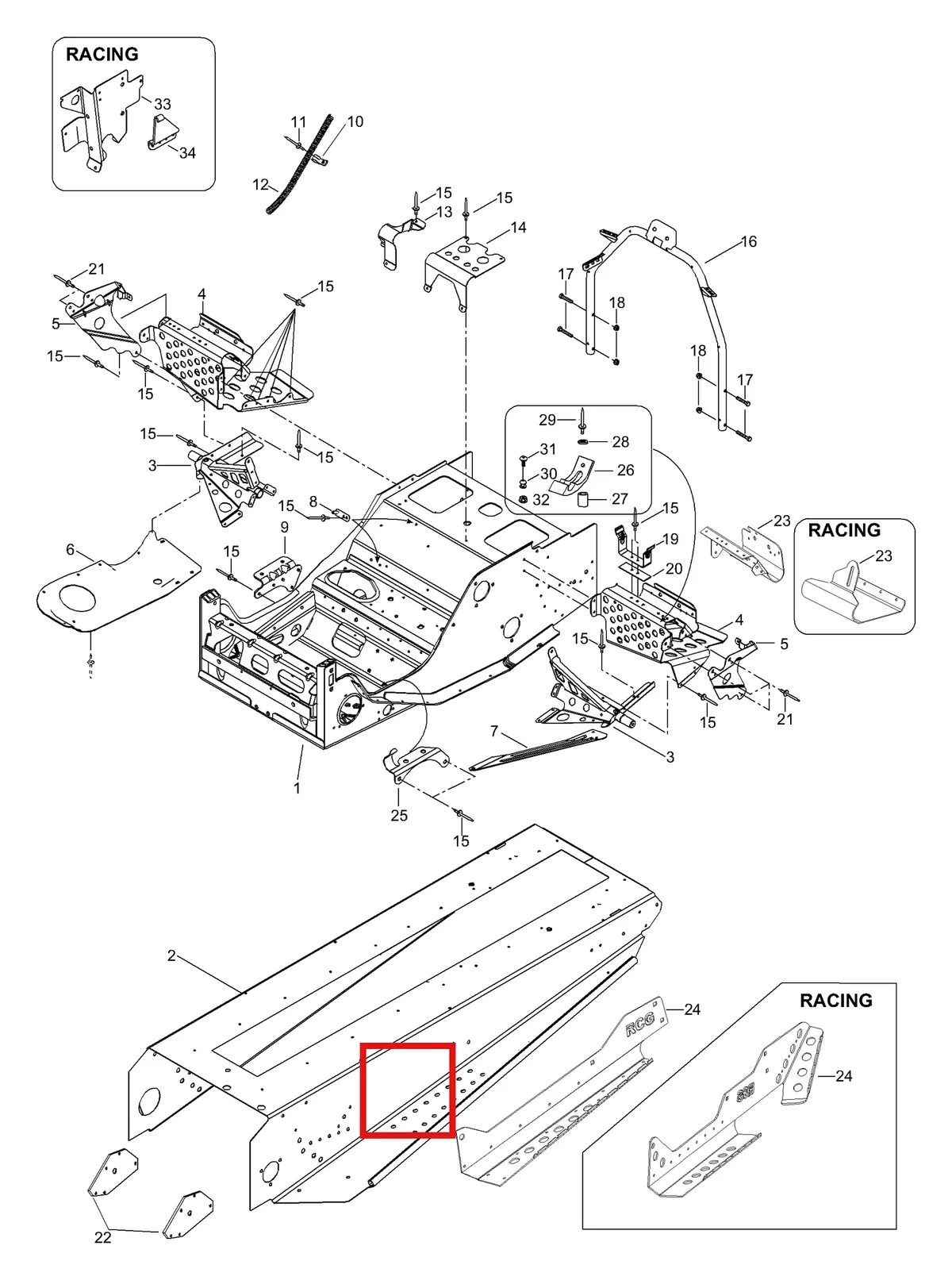 Деталь 5147917 (Деталь Frame Assy, Red. Includes Items 1 Thru 2) на схеме узла 09- Frame