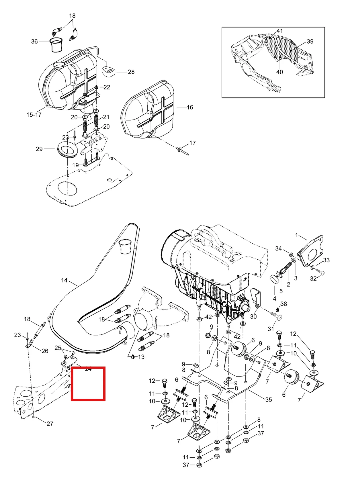 Деталь 5147986 (Глушитель) на схеме узла 01- Engine Mount Plate/Muffler