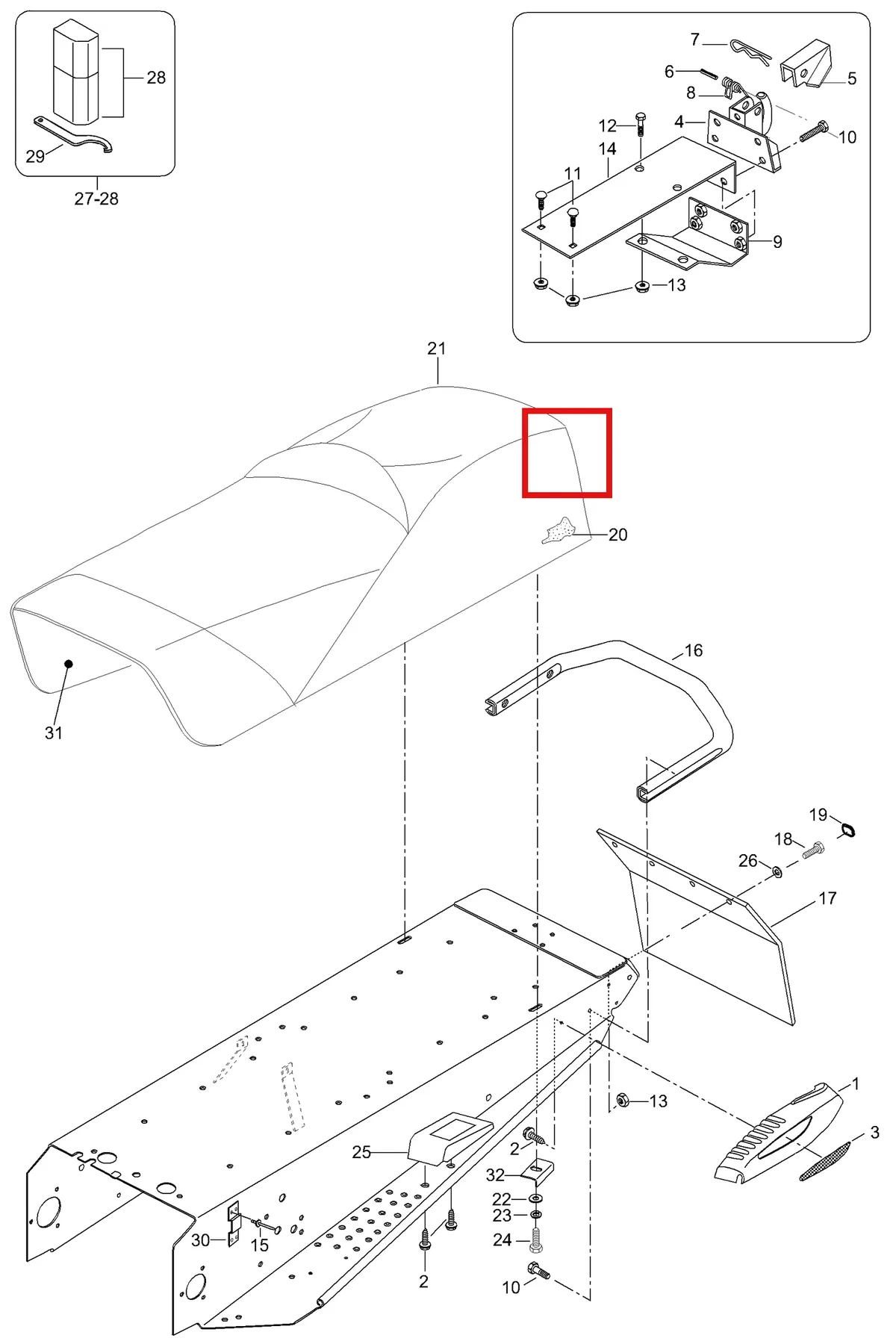 Деталь 5148175 (Деталь Seat Cover) на схеме узла 09- Body