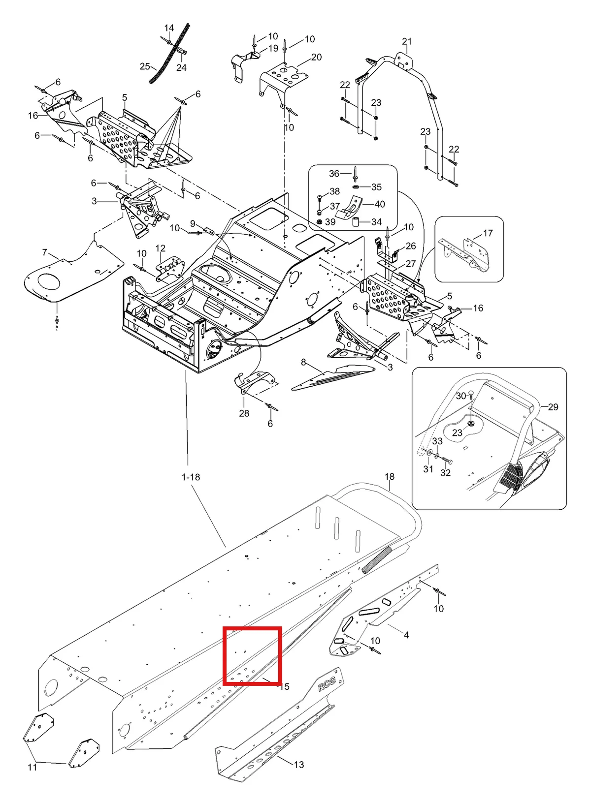 Деталь 5148231 (Деталь Frame Assy. Includes Items 1 Thru 19) на схеме узла 09- Frame
