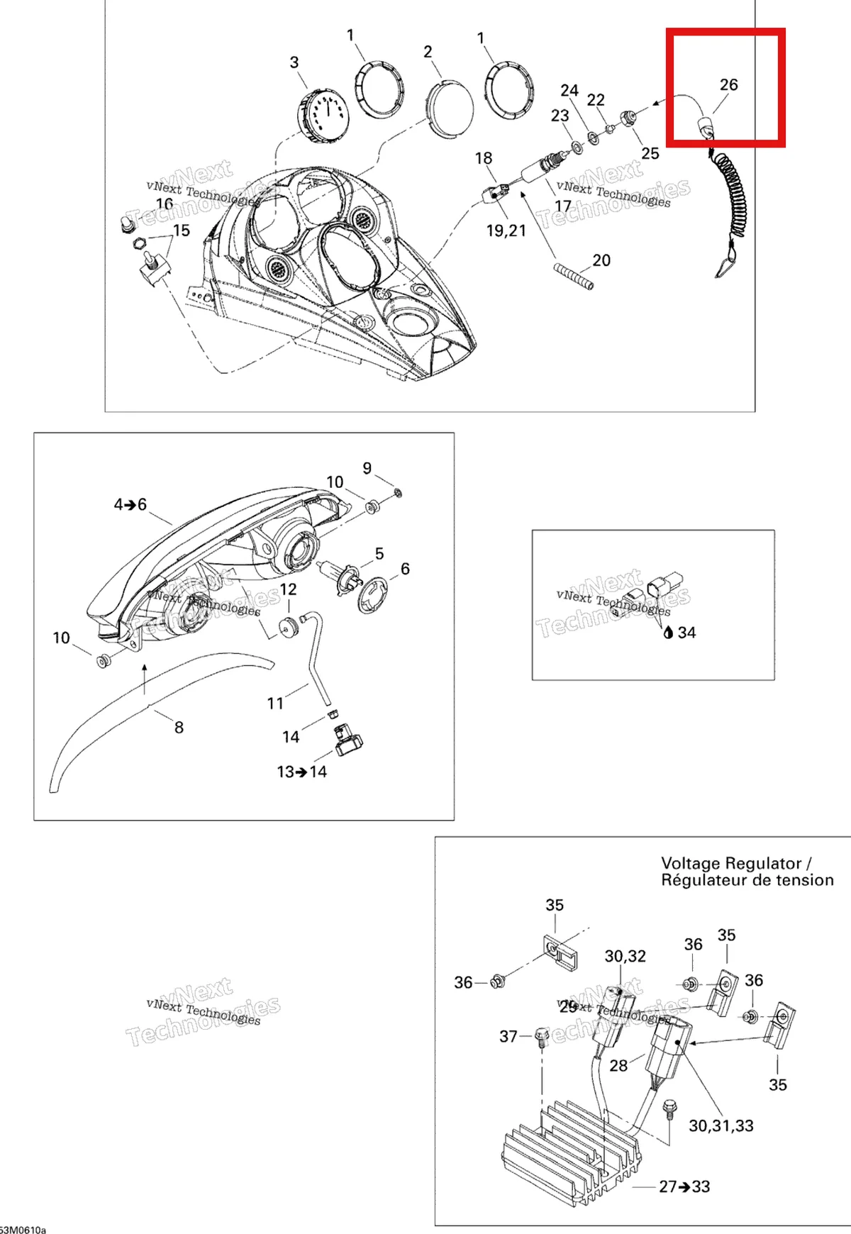Деталь 515167900 (Деталь Cap Ass'y) на схеме узла 2006 Ski-Doo MX Z 440 Racing Electrical Accessories 1