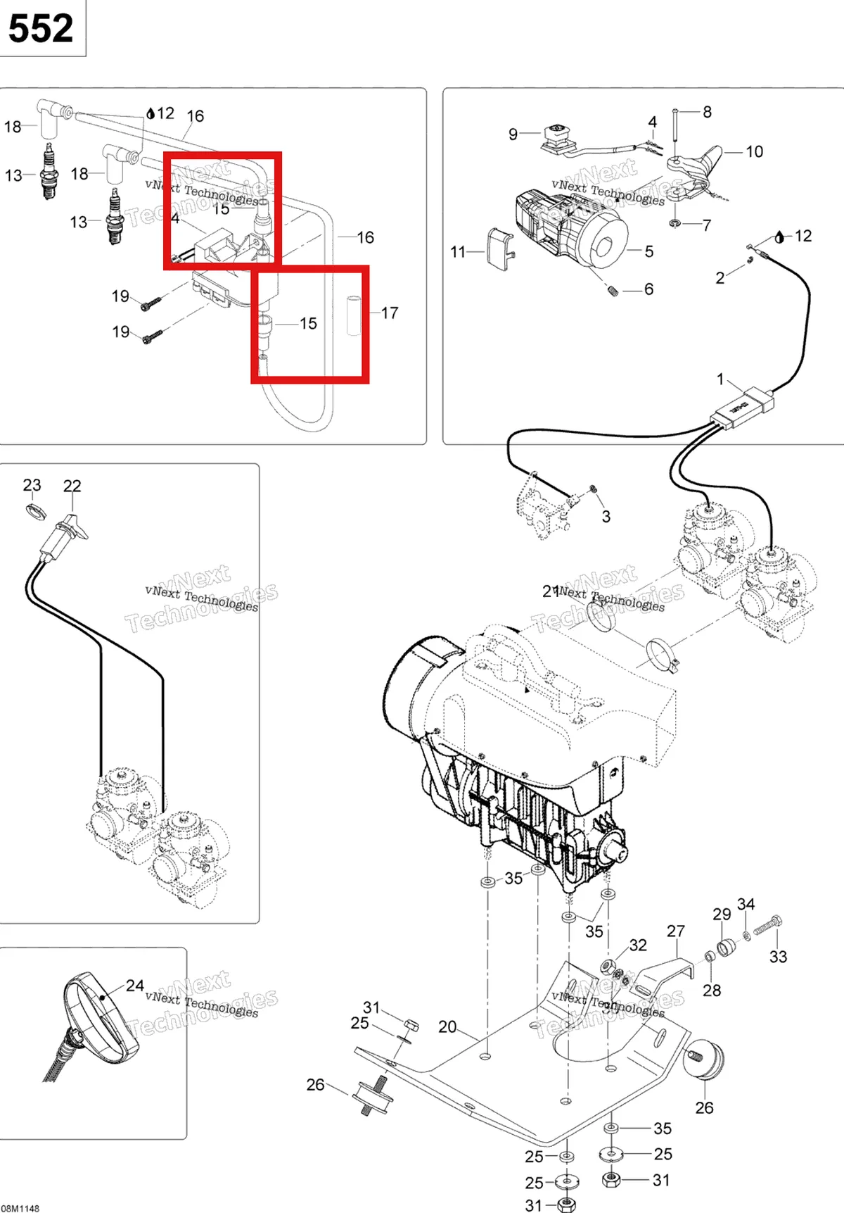 Деталь 515174900 (Защитный колпачек) на схеме узла 2011 Ski-Doo Skandic WT 550F YetiII Engine