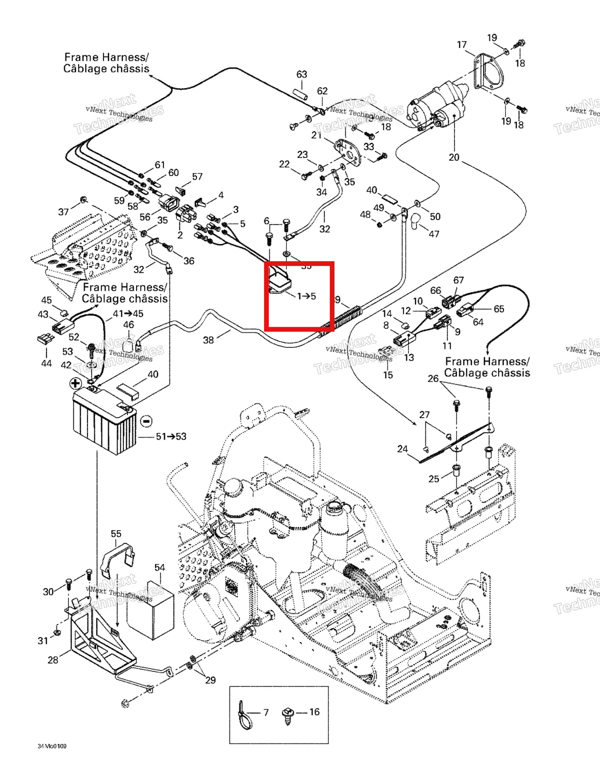 Деталь 515175217 на схеме узла 2001 Ski-Doo Formula Deluxe 500/600/700 Battery And Starter