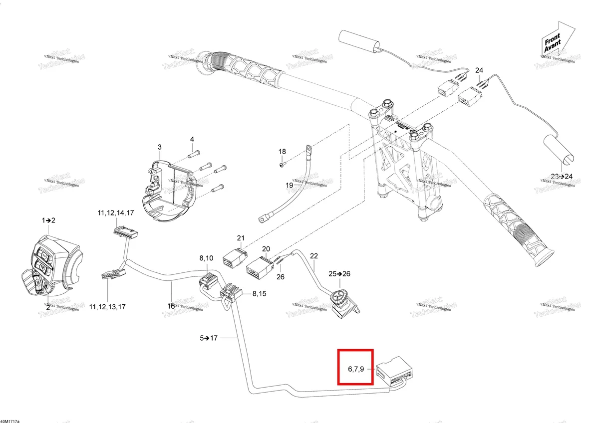 Деталь 515175273 (фишки) на схеме узла 2018 Ski-Doo SKANDIC 550F Steering Wiring Harness - 550F 2018