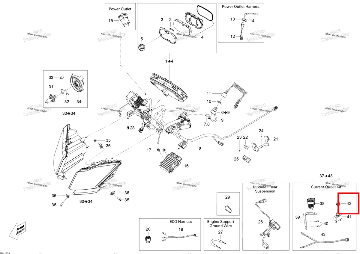 Деталь 515175281 (Крышка) на схеме узла 2015 Ski-Doo EXPEDITION SE 900 ACE Electrical System
