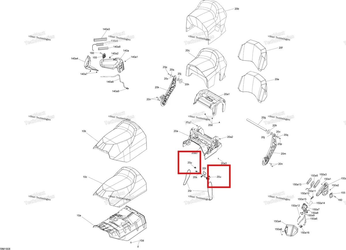 Деталь 515175283 (Деталь Housing Support) на схеме узла 2019 Ski-Doo GRAND TOURING 600 ACE Seat