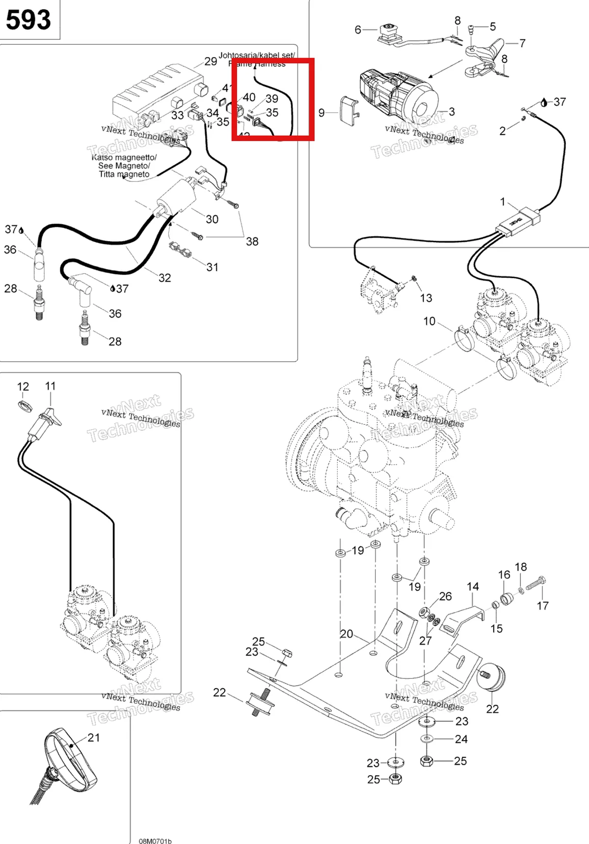 Деталь 515175303 (Заглушка) на схеме узла 2007 Ski-Doo Skandic SUV 600 Engine And Engine Support 600 Suv