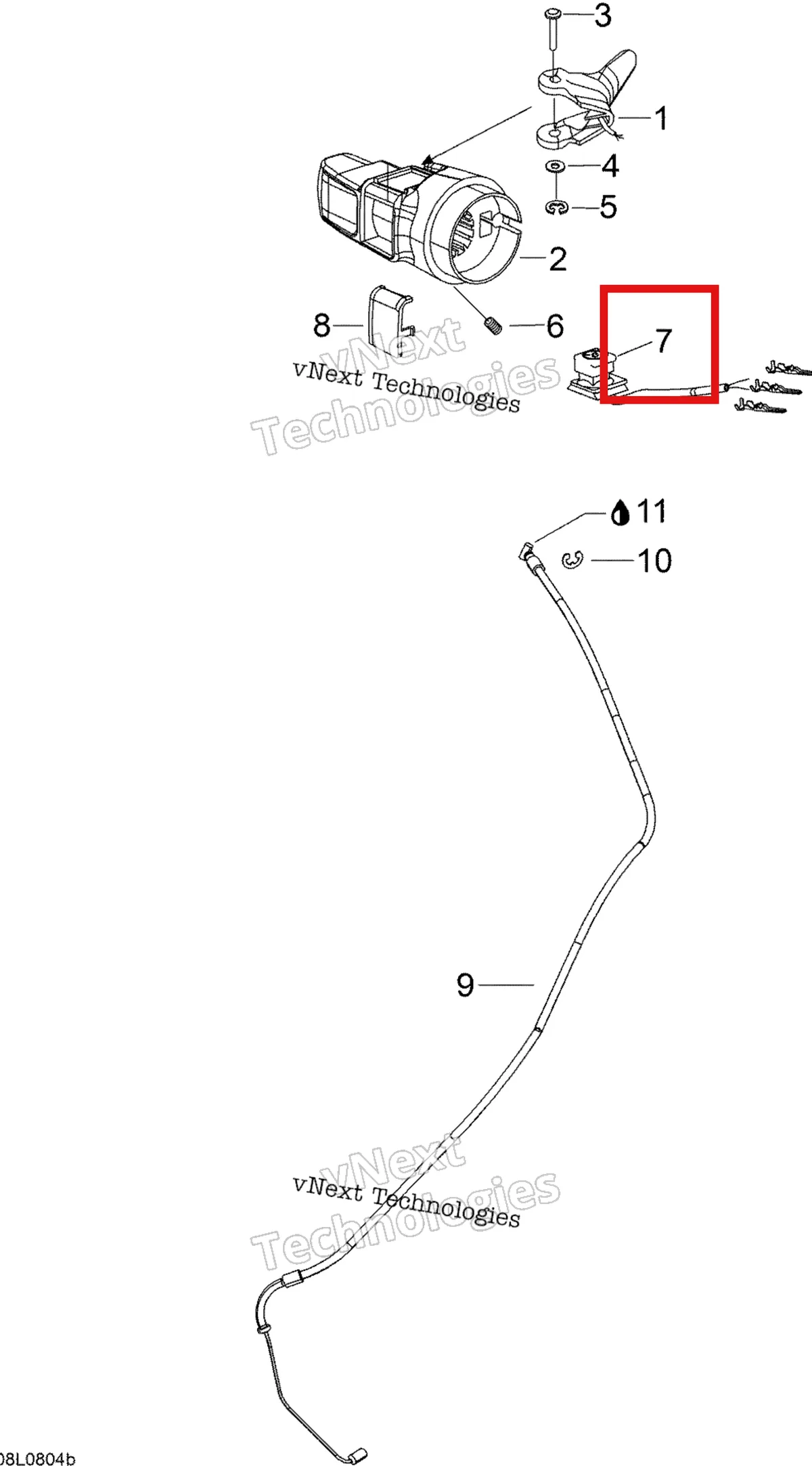 Деталь 515175410 (Деталь Switch Kill) на схеме узла 2008 Ski-Doo Expedition V-1300 Throttle Handle And Housing