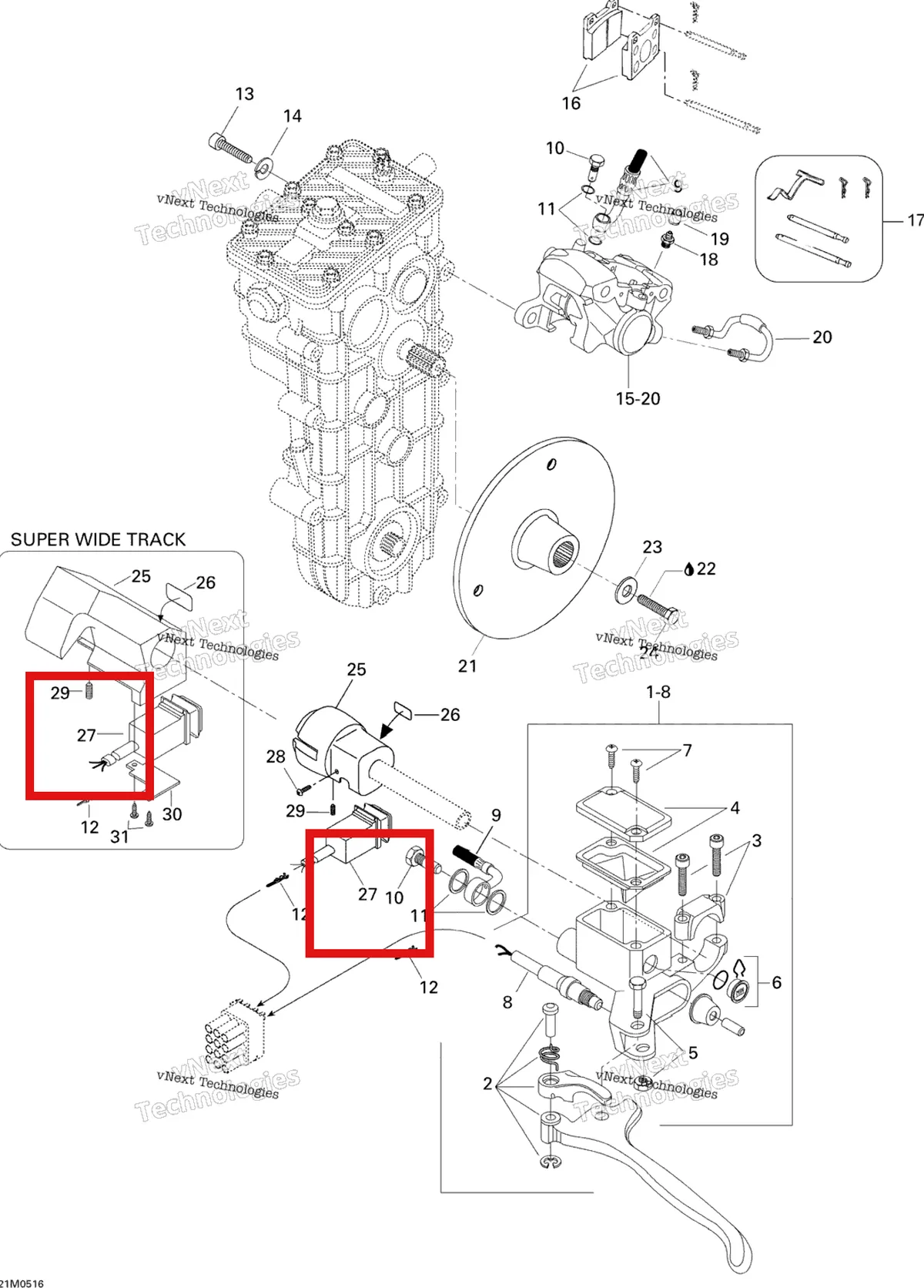Деталь 515175423 на схеме узла 2005 Ski-Doo Skandic SWT 550F Brake 550F Swt