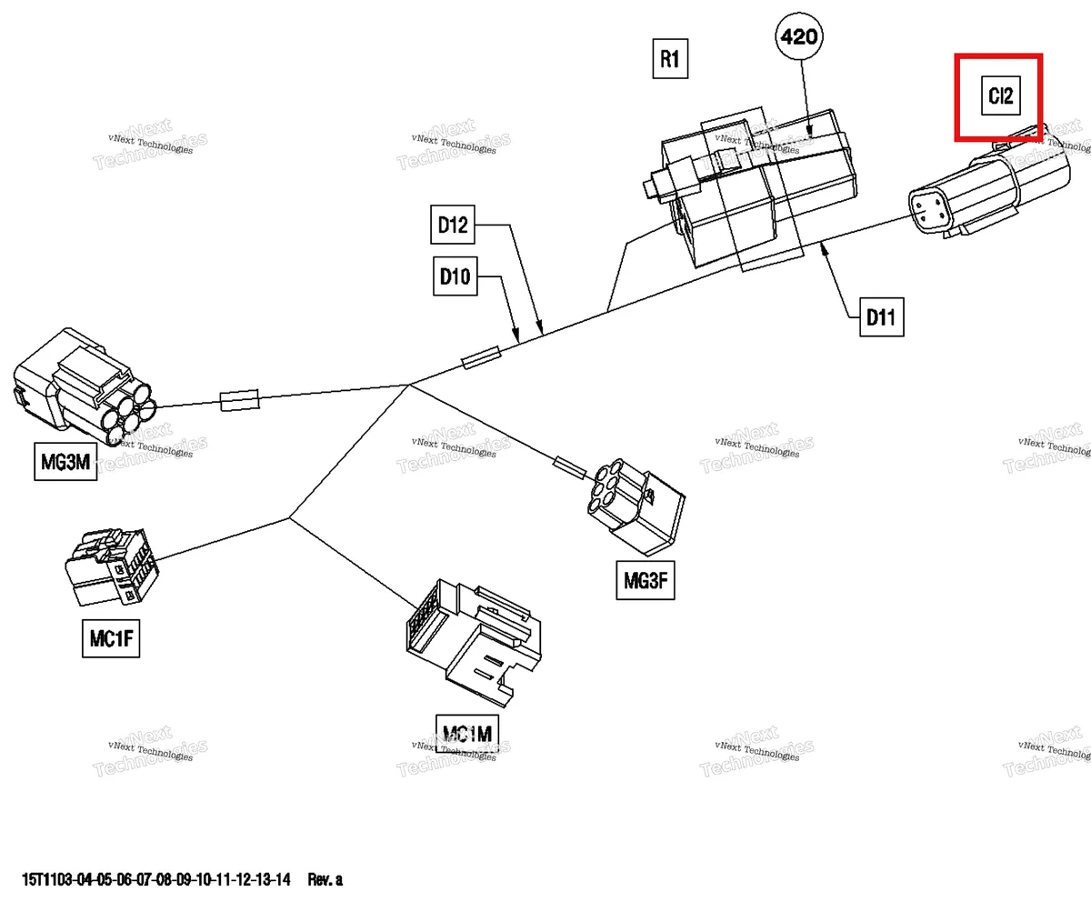 Деталь 515175667 на схеме узла 2011 Can-Am Outlander Max 500 EFI Electrical Harness, Front Section Europe