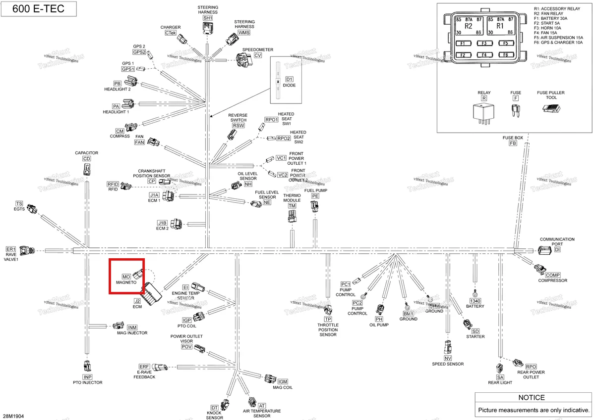 Деталь 515175668 (Деталь Male Terminal Housing, 6 Circuits) на схеме узла 2019 Ski-Doo SKANDIC SWT 600HO E-TEC Electrical Harness 600 Ho E-Tec
