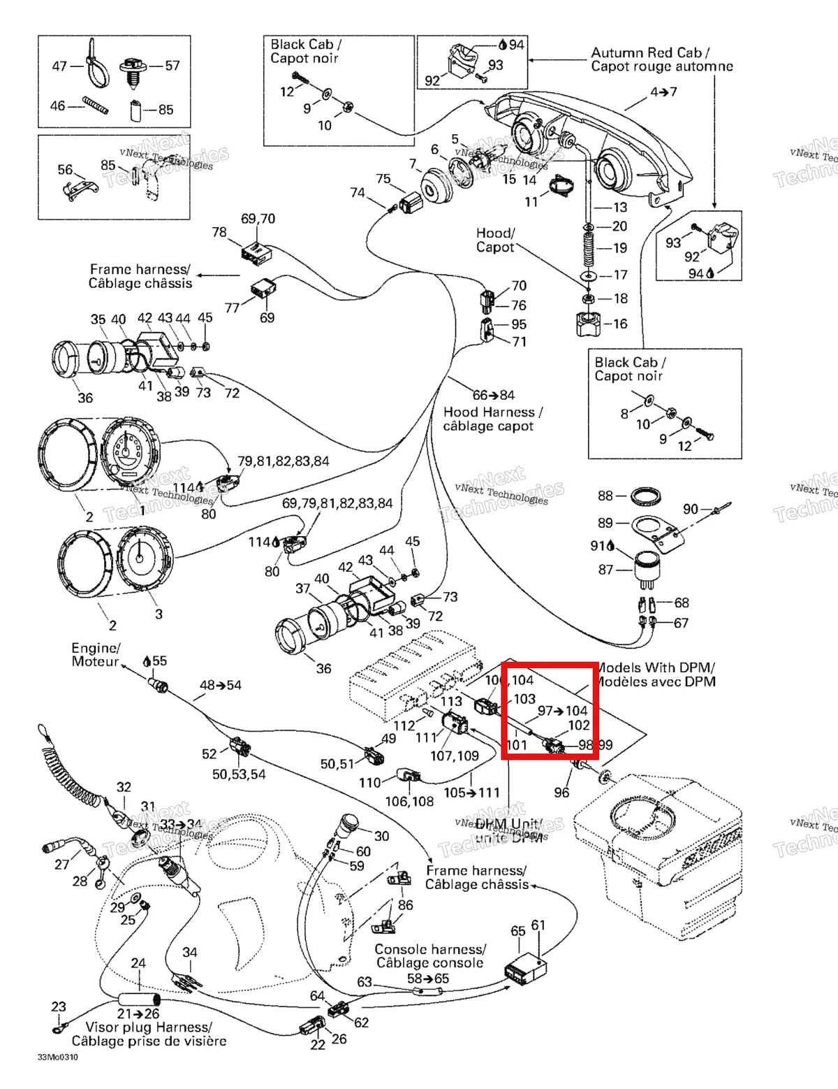 Деталь 515175703 (Деталь Wiring Harness. Includes 7 To 14) на схеме узла 2003 Ski-Doo Grand Touring 500/600/700 Electrical System