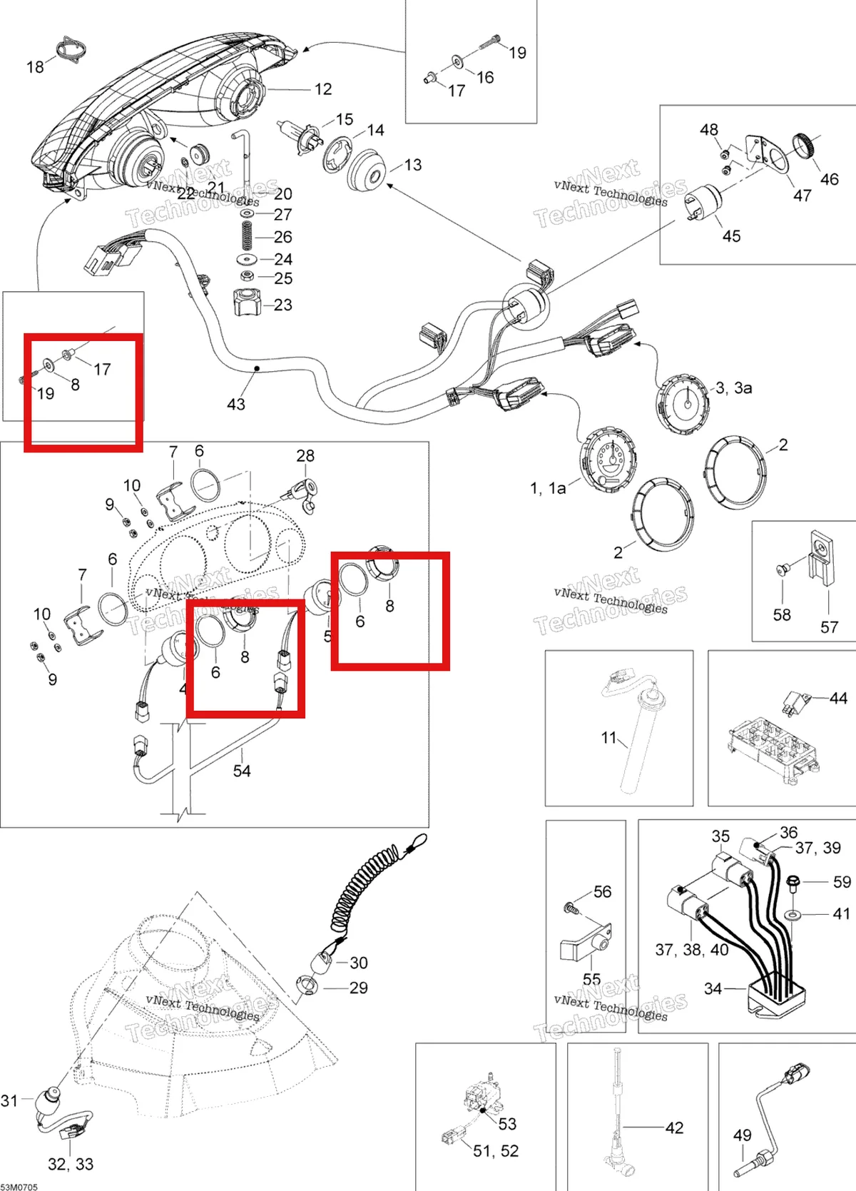 Деталь 515175711 (Прокладка) на схеме узла 2007 Ski-Doo Expedition TUV 600 H.O. SDI Electrical Accessories
