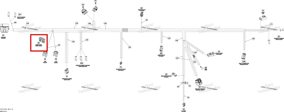 Деталь 515175719 (Деталь Female Terminal Housing, 11 Circuits) на схеме узла 2012 Ski-Doo Tundra STD & Sport & LT 550F XP-LTS Electrical Harness Std