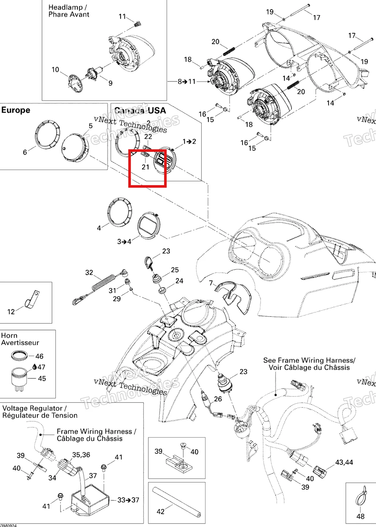 Деталь 515175726 (Деталь Pilot Lamp, Blue) на схеме узла 2009 Ski-Doo Skandic Tundra Electrical Accessories