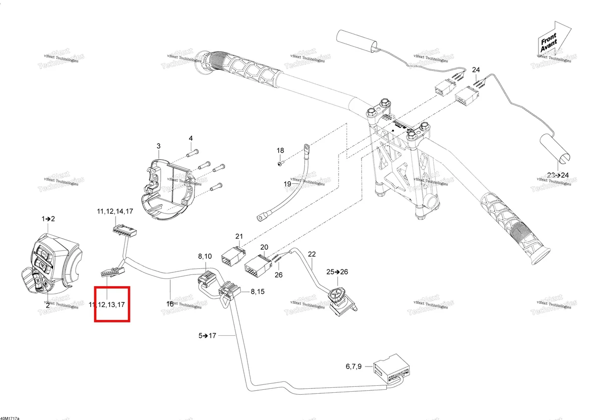 Деталь 515175807 (Деталь Female Terminal Housing, 8 Circuits) на схеме узла 2018 Ski-Doo SKANDIC 550F Steering Wiring Harness - 550F 2018