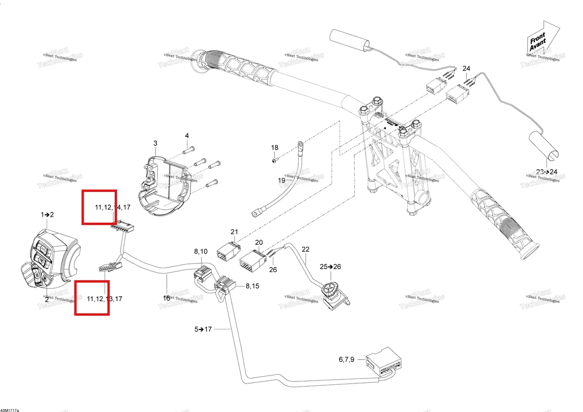Деталь 515175808 (Датчик Температуры) на схеме узла 2018 Ski-Doo SKANDIC 550F Steering Wiring Harness - 550F 2018