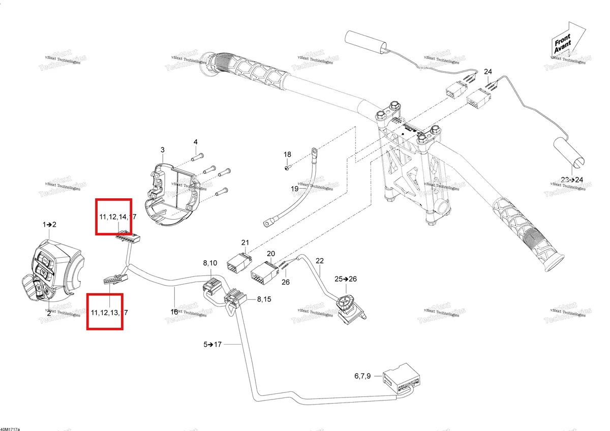 Деталь 515175809 (Замок) на схеме узла 2018 Ski-Doo SKANDIC 550F Steering Wiring Harness - 550F 2018