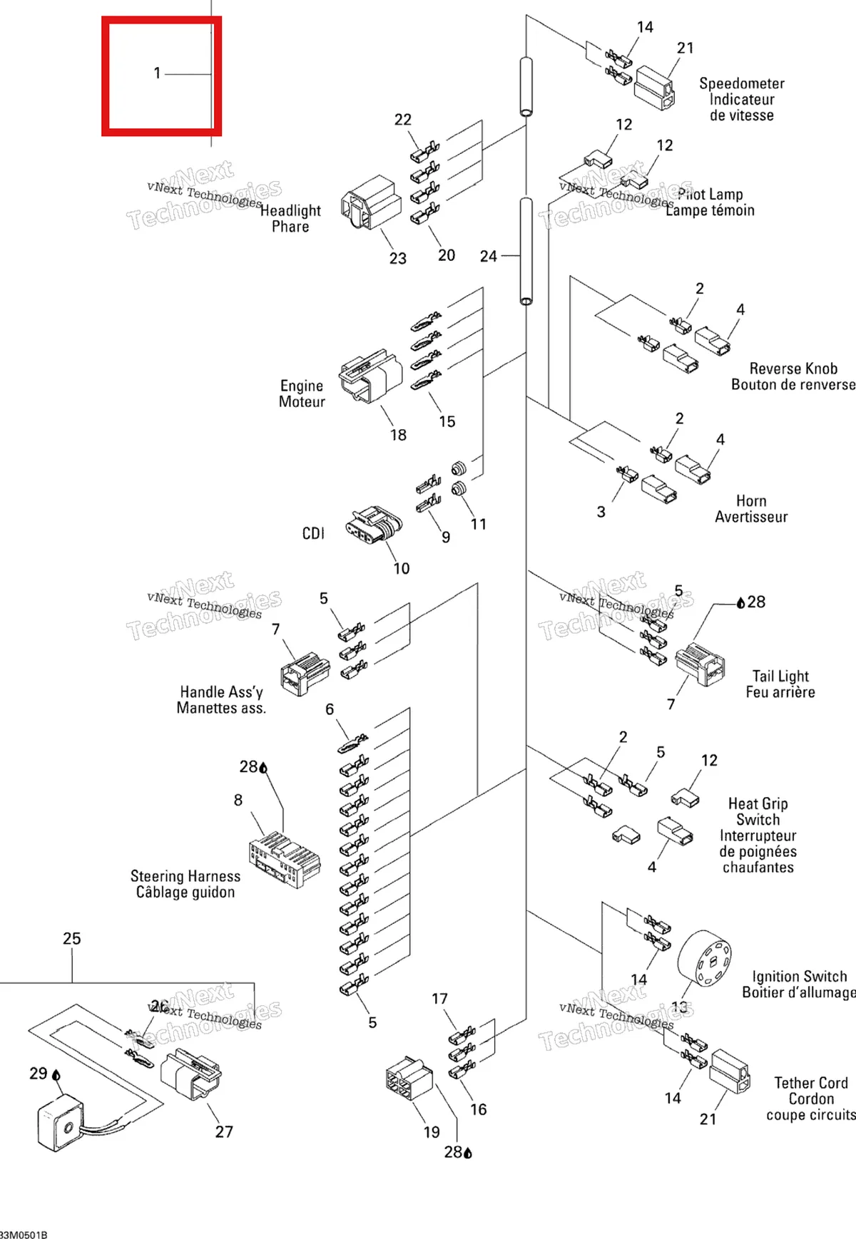 Деталь 515175835 на схеме узла 2005 Ski-Doo Tundra R Frame Harness
