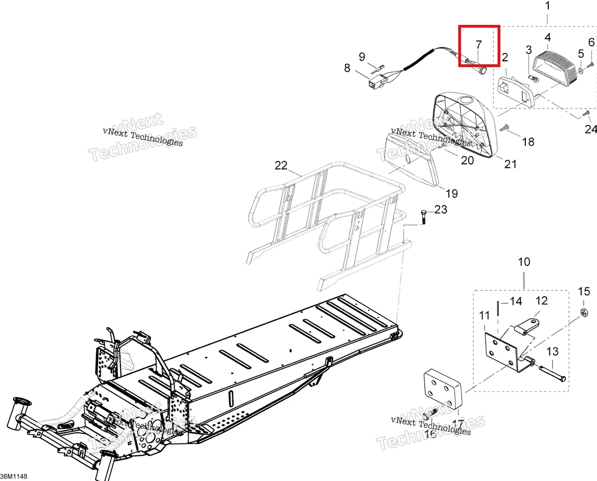 Деталь 515175852 (Фитинг) на схеме узла 2011 Ski-Doo Skandic WT 550F YetiII Luggage Rack