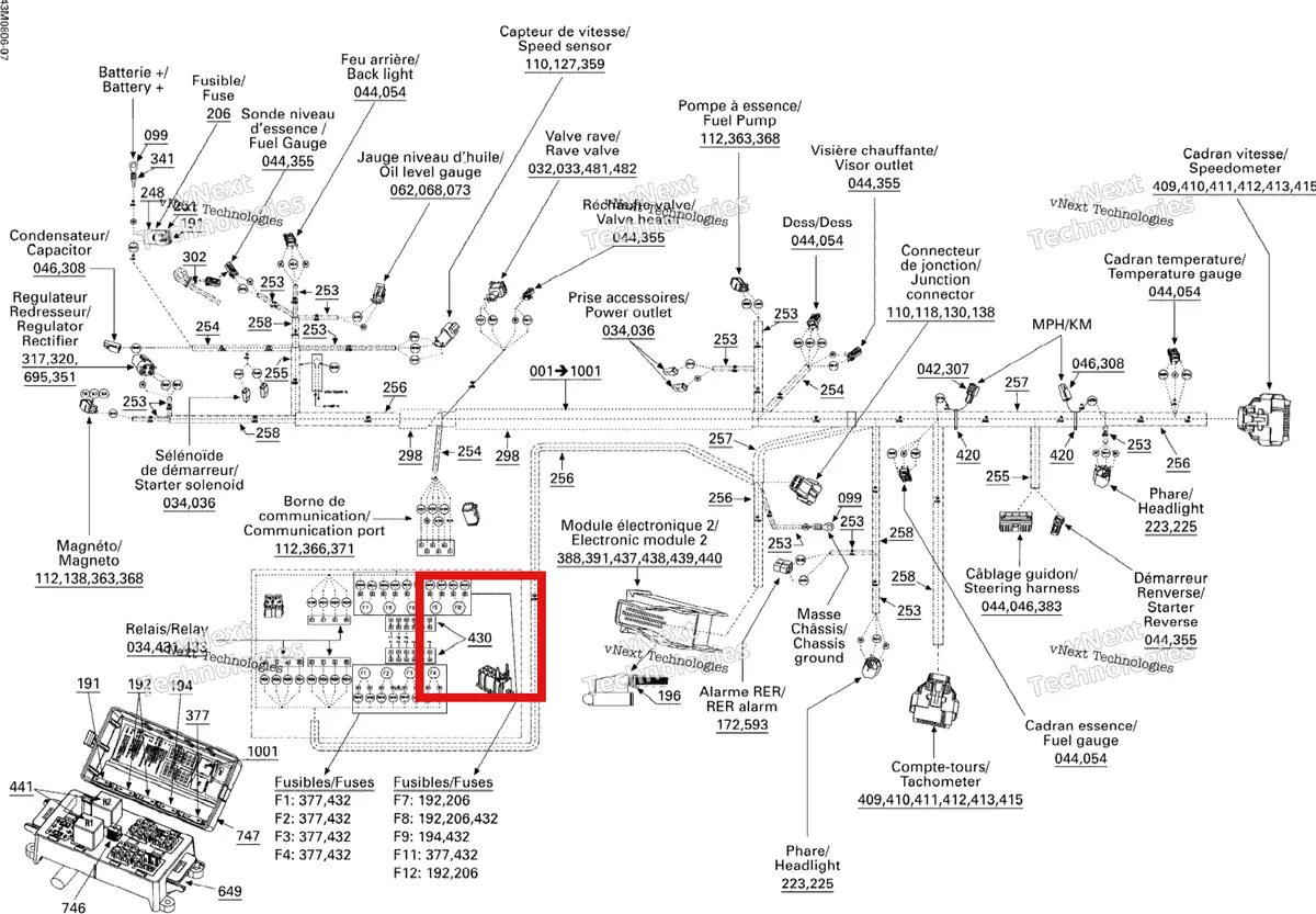 Деталь 515175857 на схеме узла 2008 Ski-Doo Summit Adrenaline 600HO SDI Electrical Harness