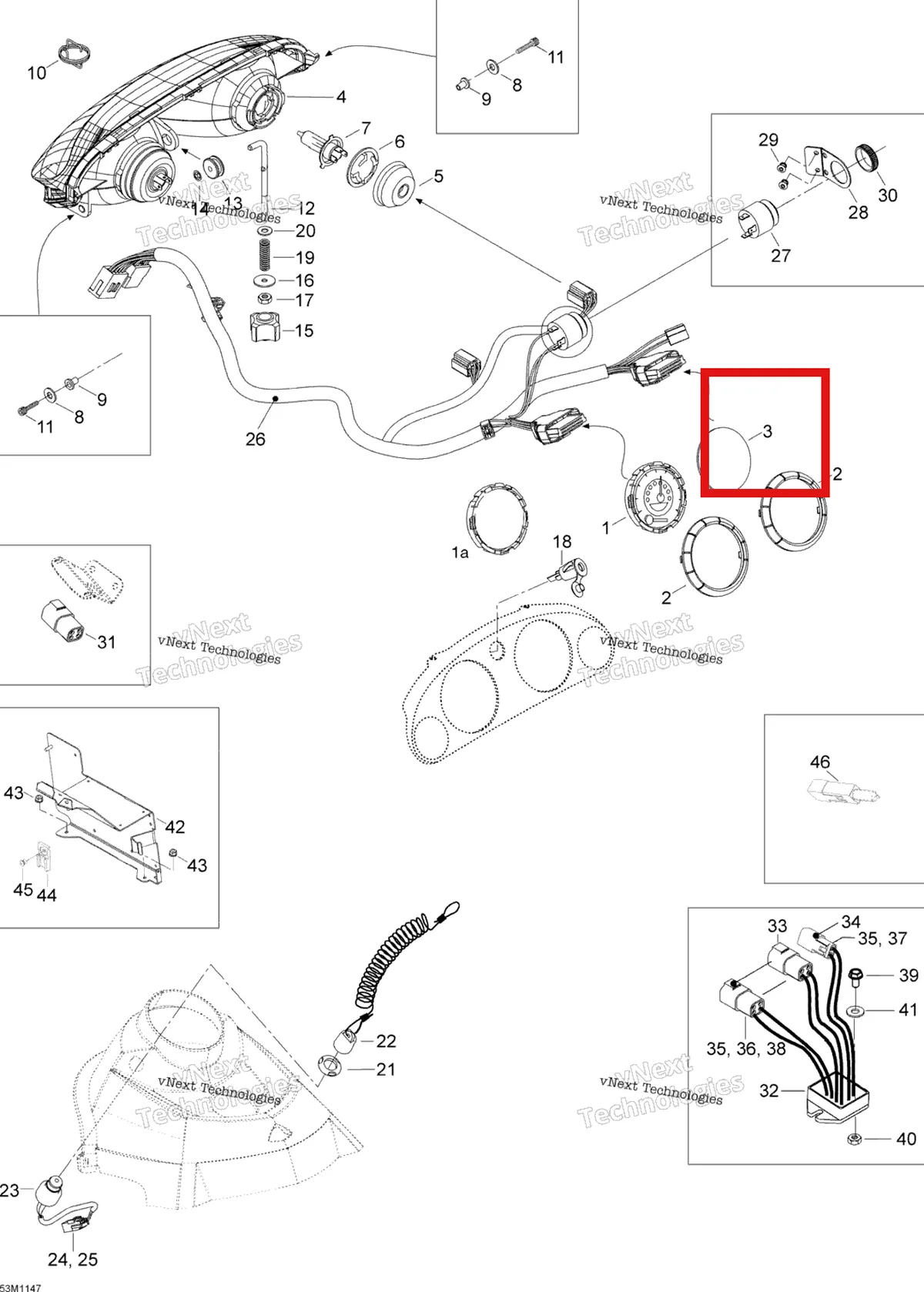Деталь 515175901 (Крышка) на схеме узла 2012 Ski-Doo Skandic SWT V800 YetiII Electrical Accessories