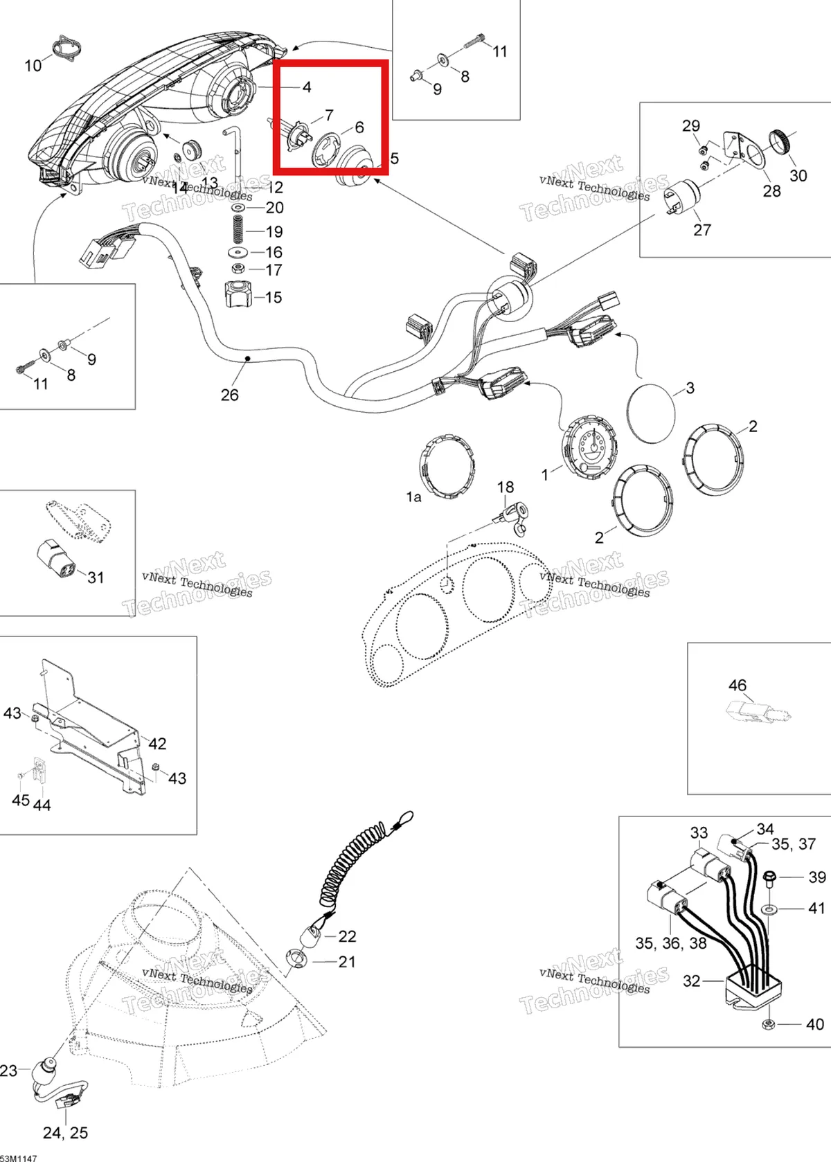 Деталь 515175911 (Протектор) на схеме узла 2012 Ski-Doo Skandic SWT V800 YetiII Electrical Accessories