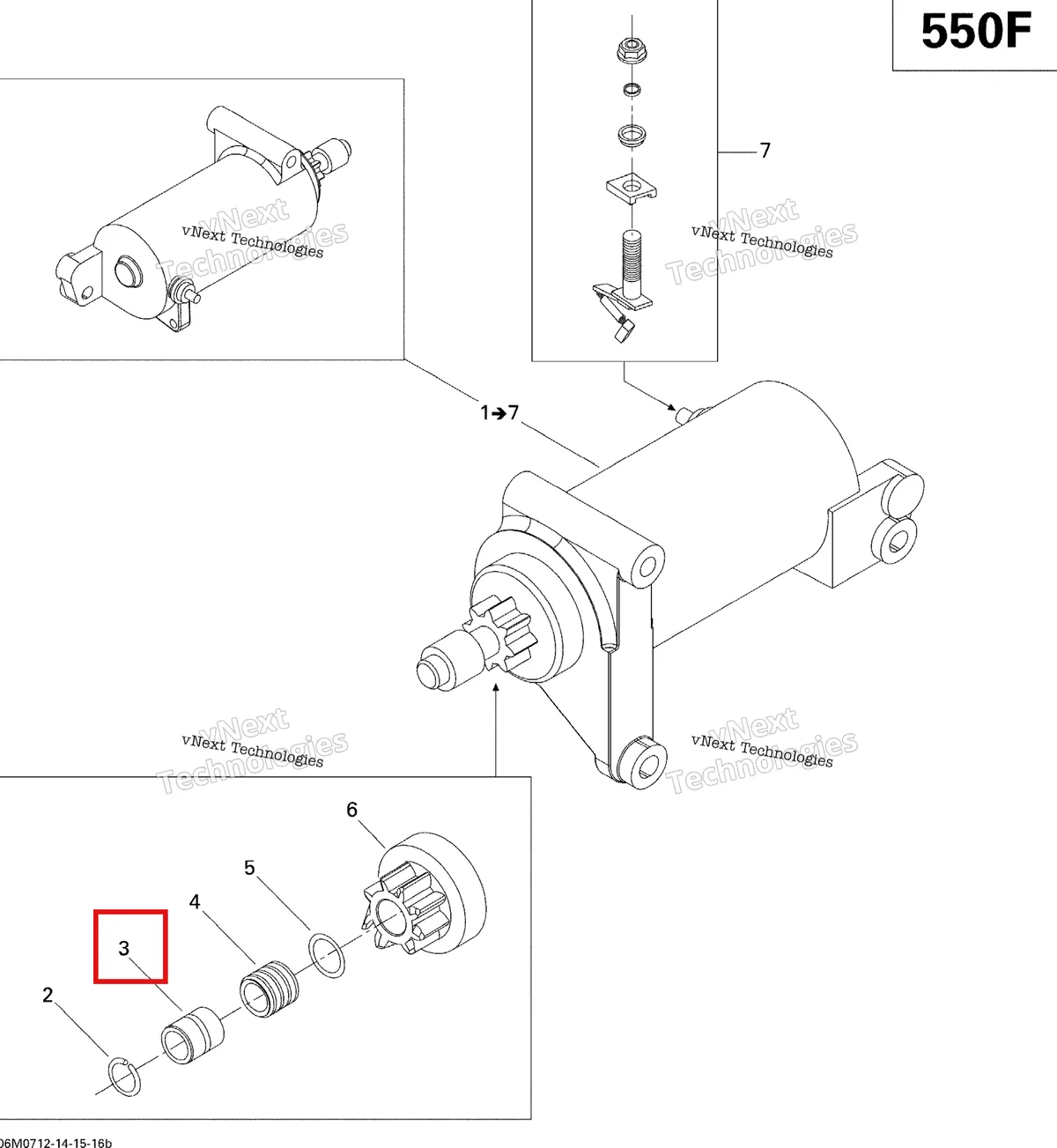 Деталь 515175928 (Деталь Stop Nut) на схеме узла 2007 Ski-Doo Expedition Sport 550F Electric Starter