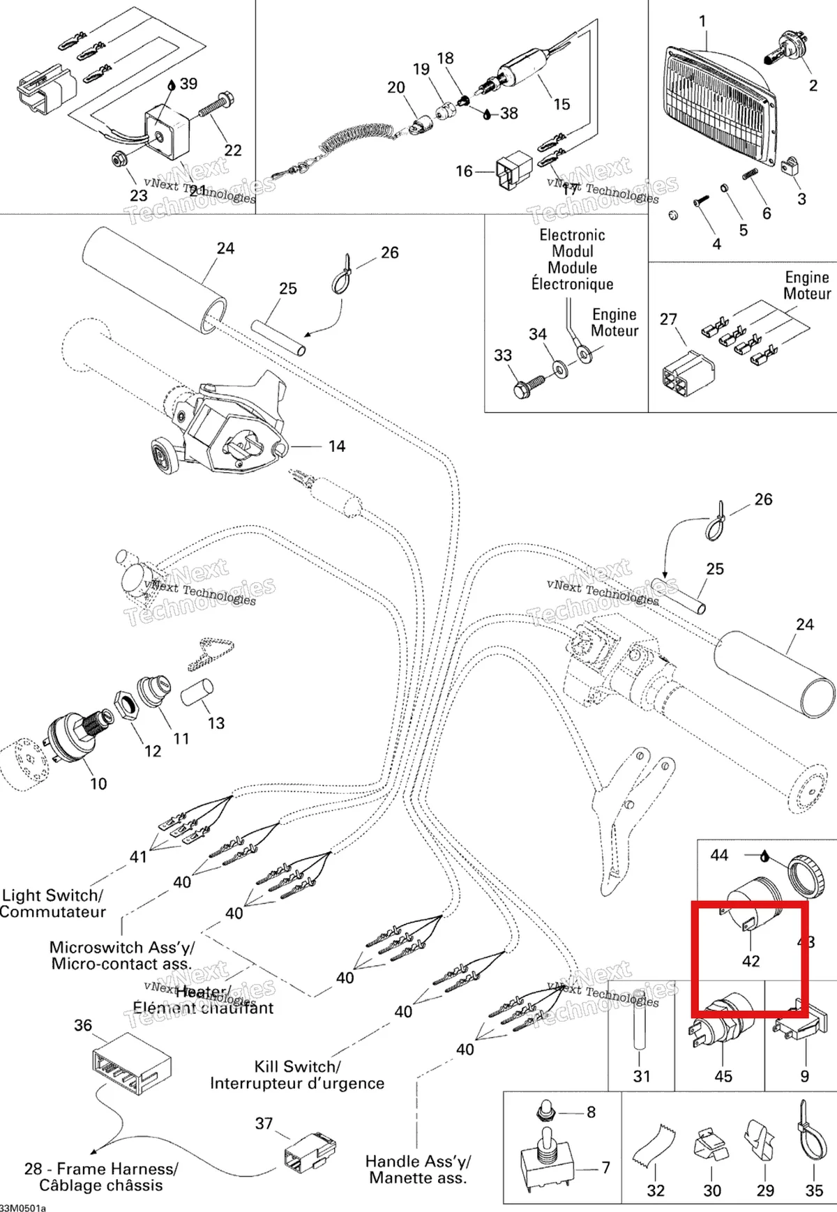 Деталь 515175931 (Деталь Dc-horn) на схеме узла 2005 Ski-Doo Tundra R Electrical System