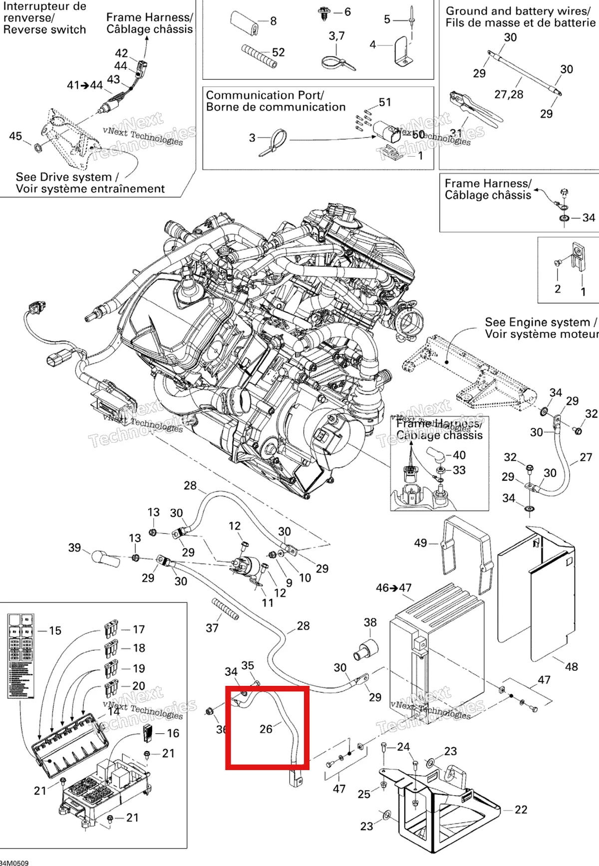 Деталь 515175962 (Деталь Ground Wire) на схеме узла 2005 Ski-Doo Legend V-1000 Battery And Starter