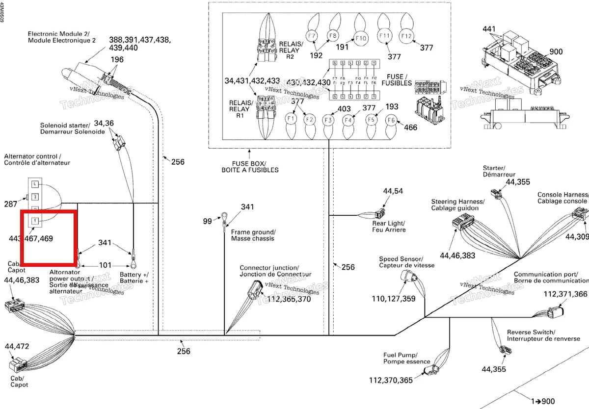 Деталь 515175979 на схеме узла 2005 Ski-Doo Legend V-1000 Electrical Harness