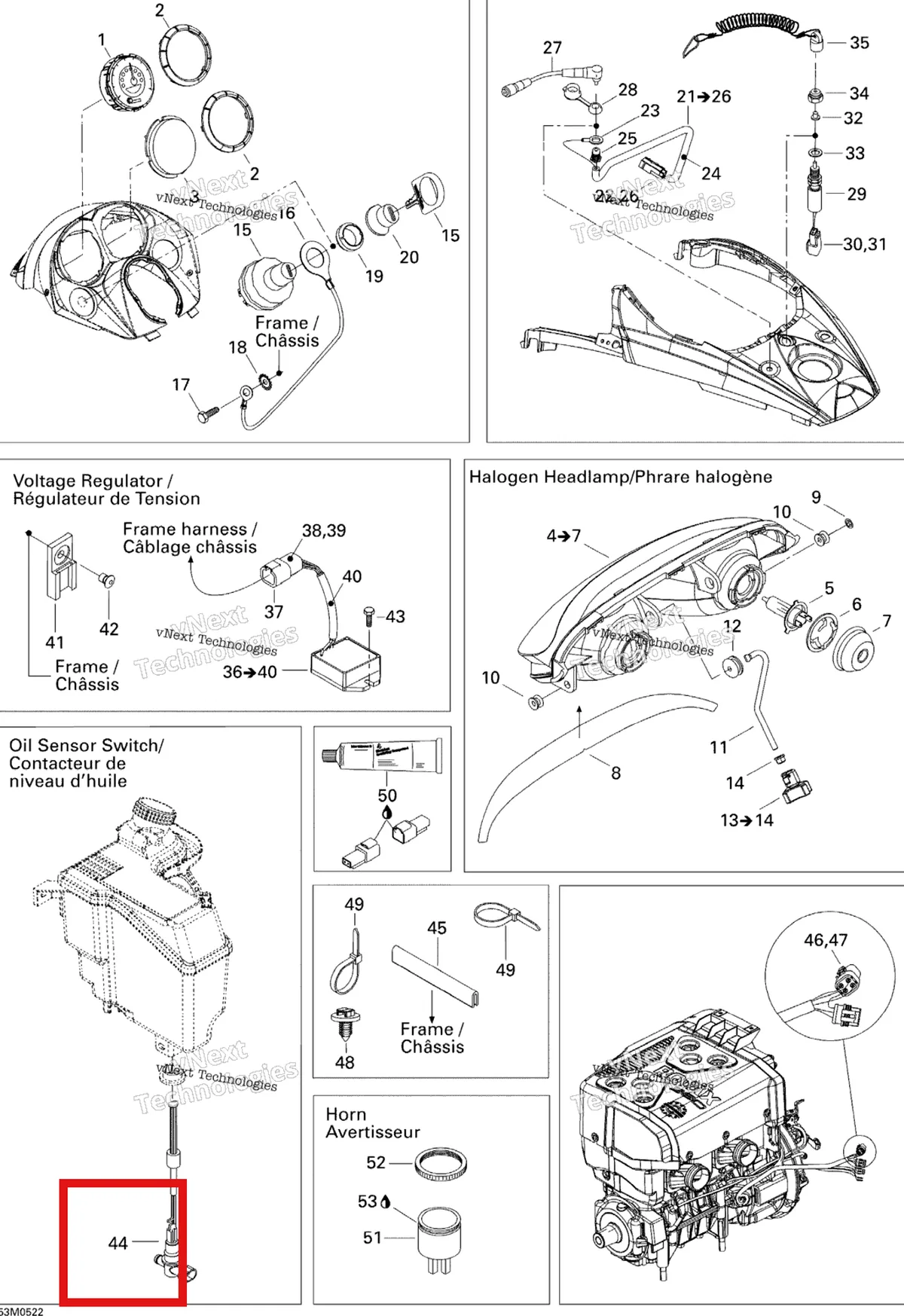 Деталь 515176016 (Деталь Switch-level) на схеме узла 2005 Ski-Doo Expedition 550F Electrical Accessories